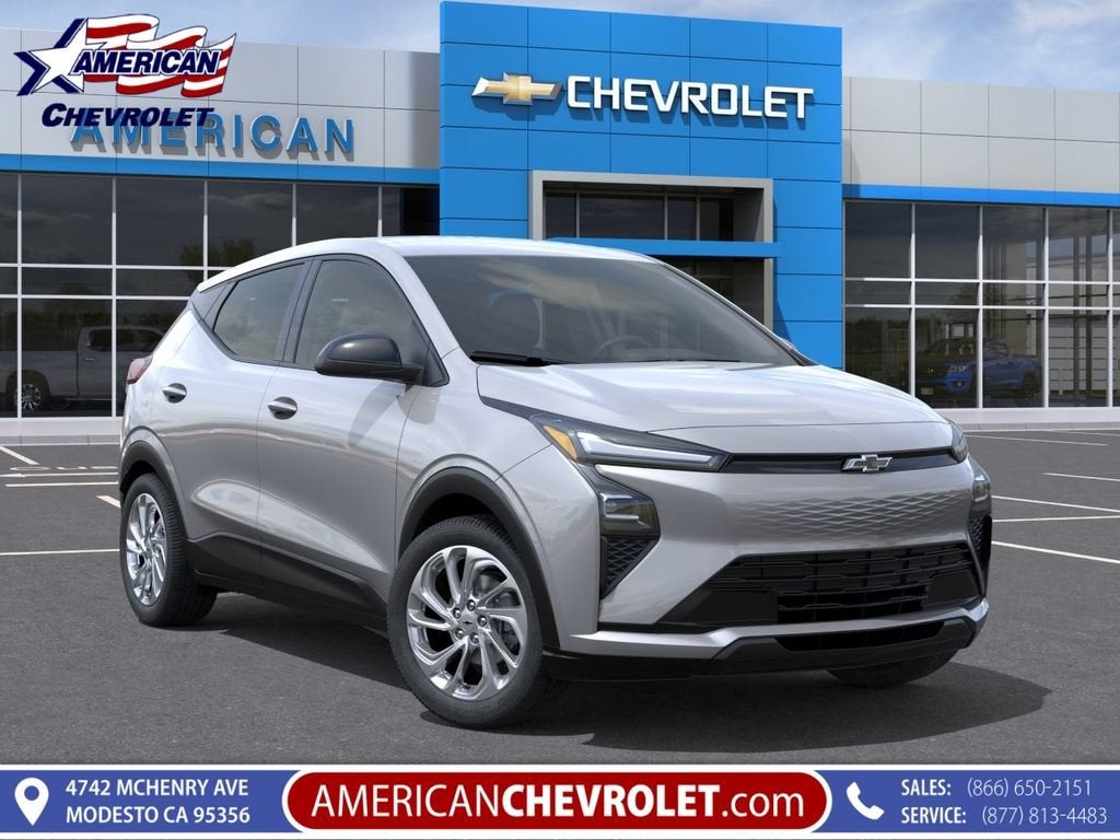 2027 Chevrolet Bolt LT in Sterling Grey Metallic — front three-quarter view
