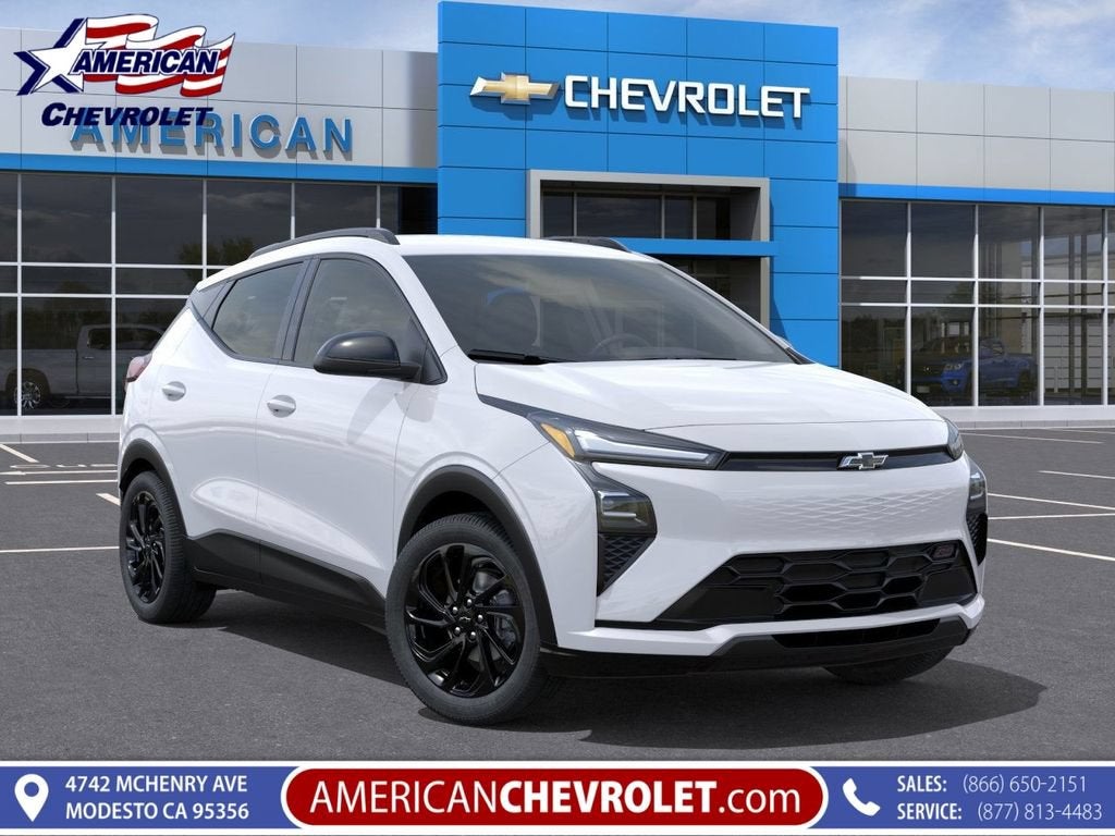 2027 Chevrolet Bolt RS in Summit White — front three-quarter view