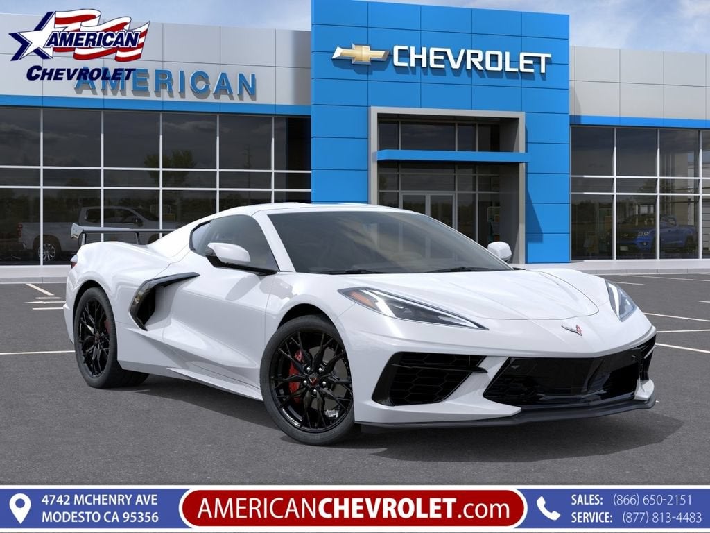 2026 Chevrolet Corvette Stingray 3LT in Arctic White — front three-quarter view