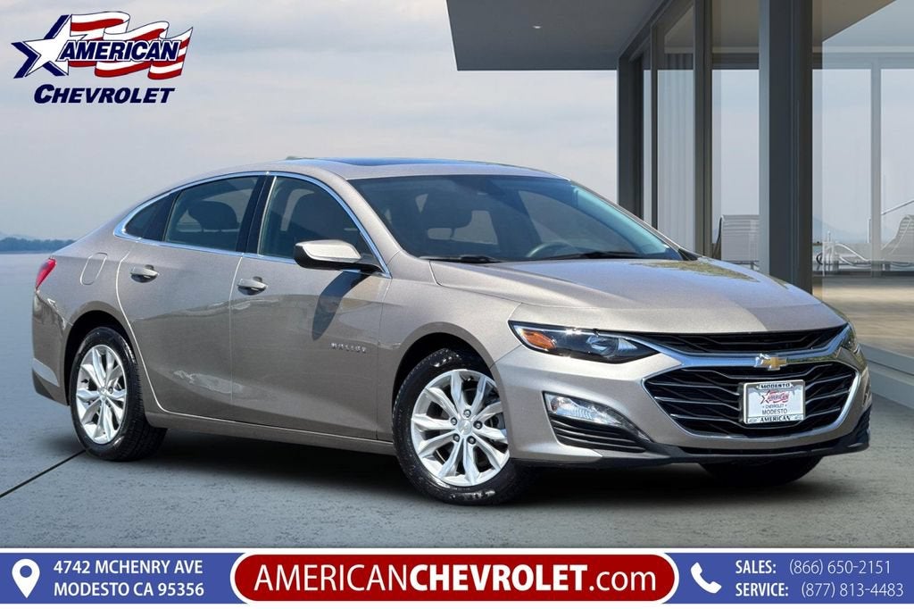 2024 Chevrolet Malibu 1LT in Mineral Gray Metallic — front three-quarter view
