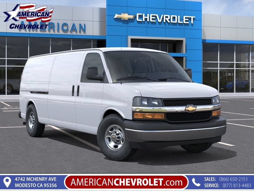 2026 Chevrolet Express Cargo WT in Summit White — front three-quarter view