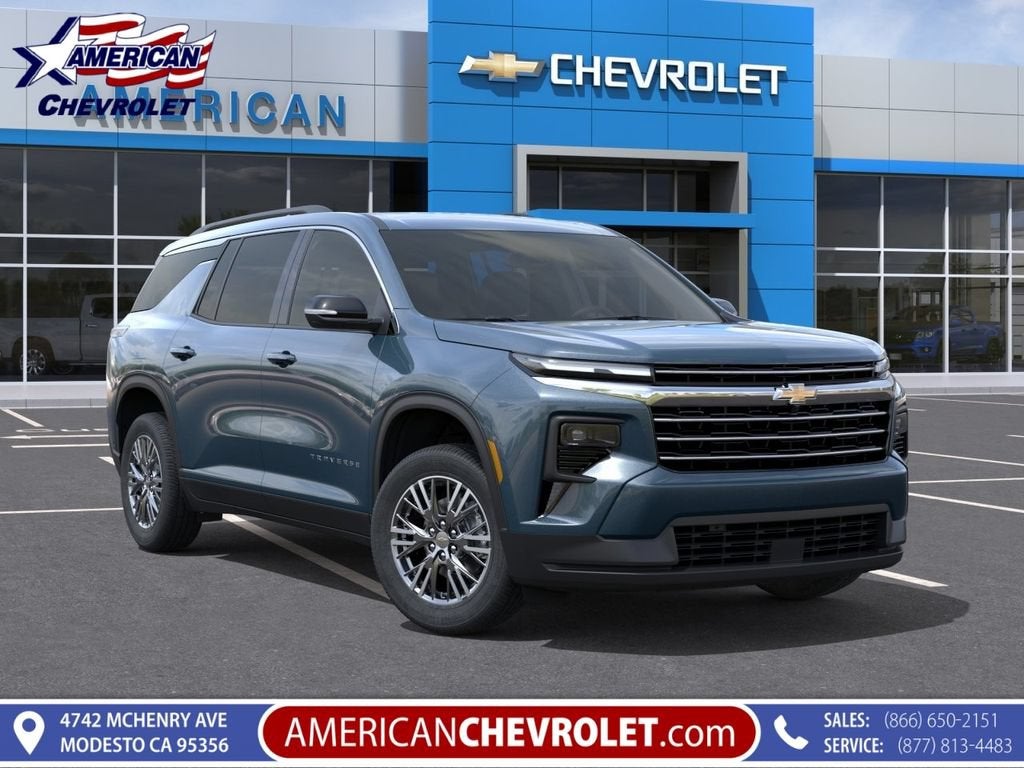 2026 Chevrolet Traverse LT in Lakeshore Blue Metallic — front three-quarter view