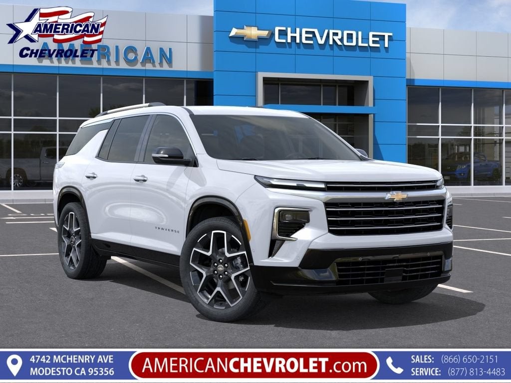 2026 Chevrolet Traverse High Country in Polar White Tricoat — front three-quarter view