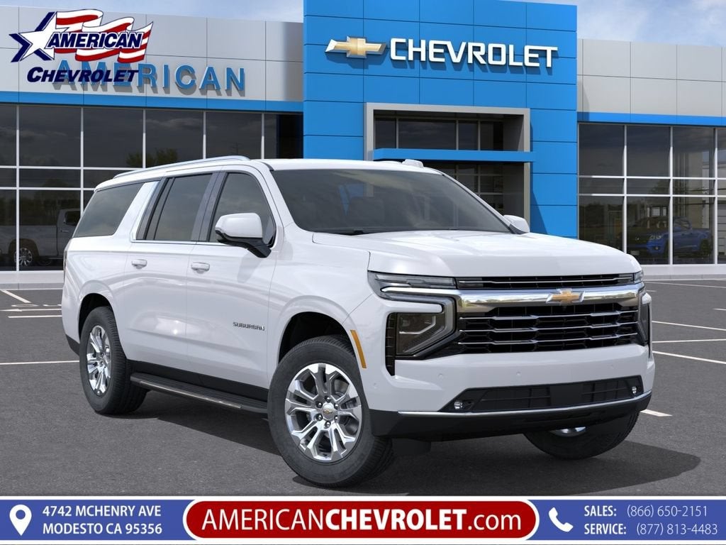 2026 Chevrolet Suburban LT in Summit White — front three-quarter view