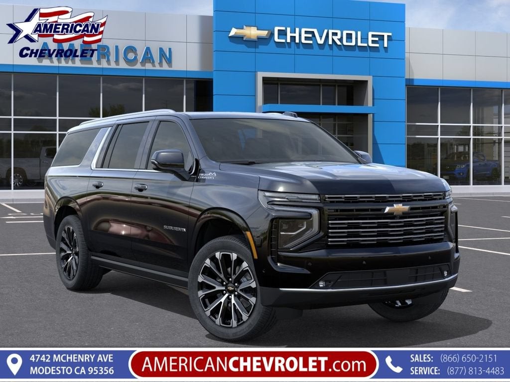 2026 Chevrolet Suburban High Country in Black — front three-quarter view