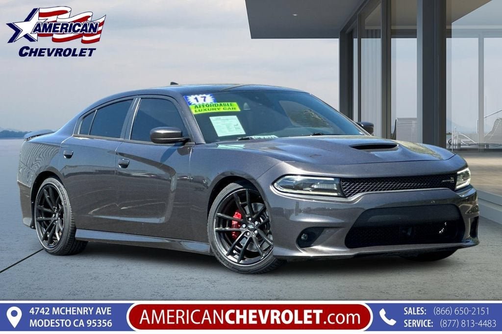 2017 Dodge Charger R/T Scat Pack in Granite Pearlco — front three-quarter view
