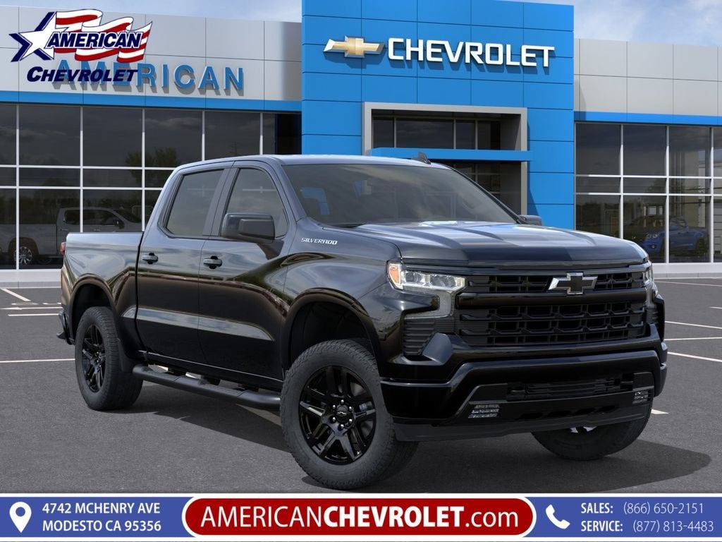 2026 Chevrolet Silverado 1500 RST in Black — front three-quarter view