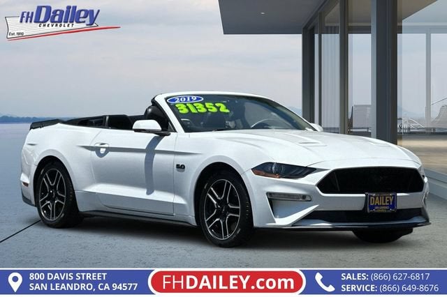 2019 Ford Mustang GT Premium in Oxford White — front three-quarter view