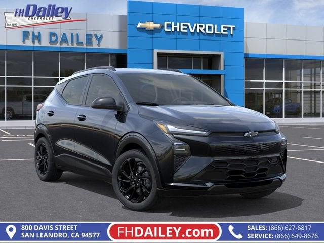 2027 Chevrolet Bolt RS in Mosaic Black Metallic — front three-quarter view